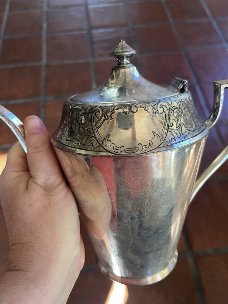 Antique 1881 Rogers 5016 Silver Plate Tea Pot, Creamer and Sugar