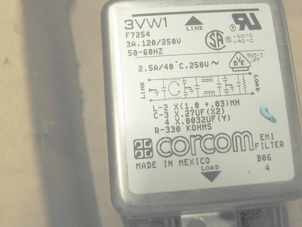 EMI Filter, Single Phase , CORCOM #3VW1