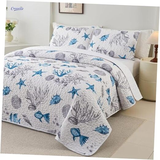 King Size Comforter Set，3 Pieces Down Alternative King(96"x90") Sea Turtle