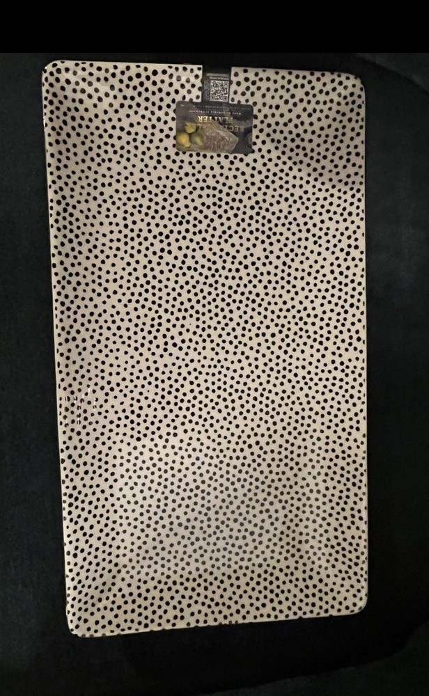 Thyme & Table Dot Rectangular Platter Stoneware Gold Trim Dishwasher Micro Safe