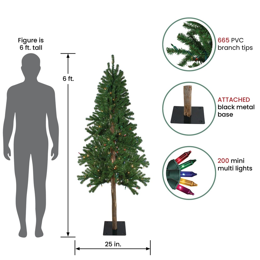 Northlight 6' Pre-Lit Alpine Artificial Christmas Tree - Multi Lights