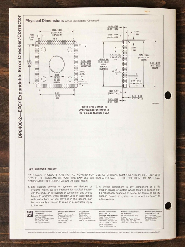 National Semiconductor - DP8400-2 Expandable Error Checker/Corrector 1985