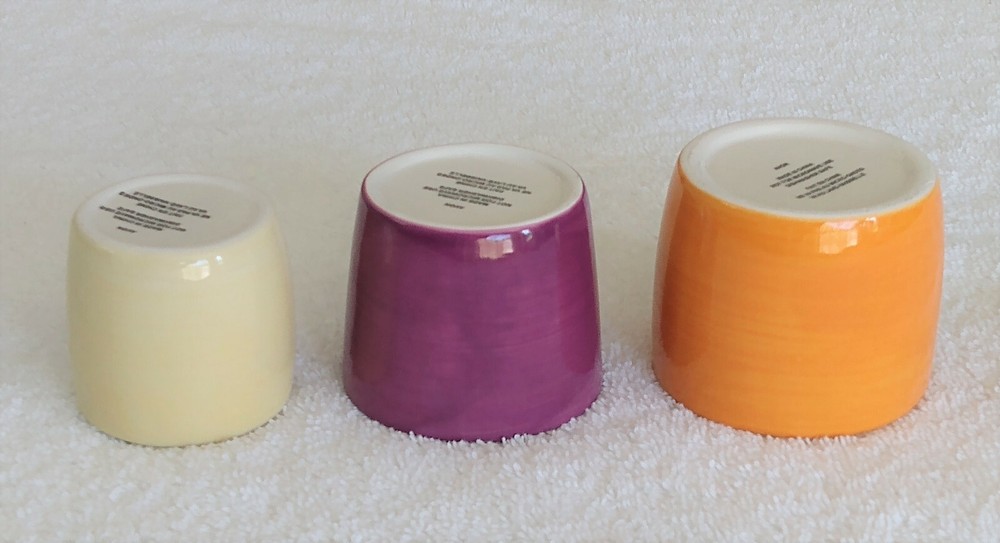 Avon Ceramic Nesting Measuring Cups Orange Purple Yellow Set