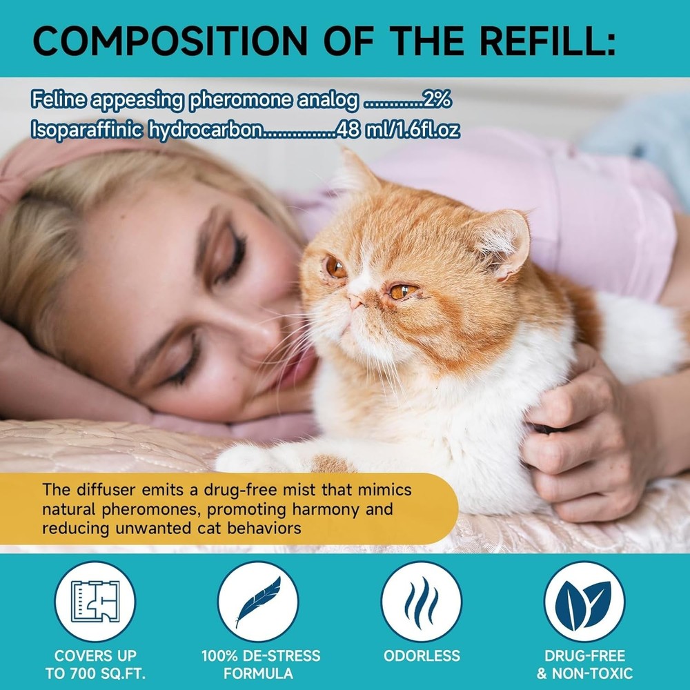 Cat Calming Diffuser Refills - Cat Pheromones Calming Diffuser for Cats Relie...
