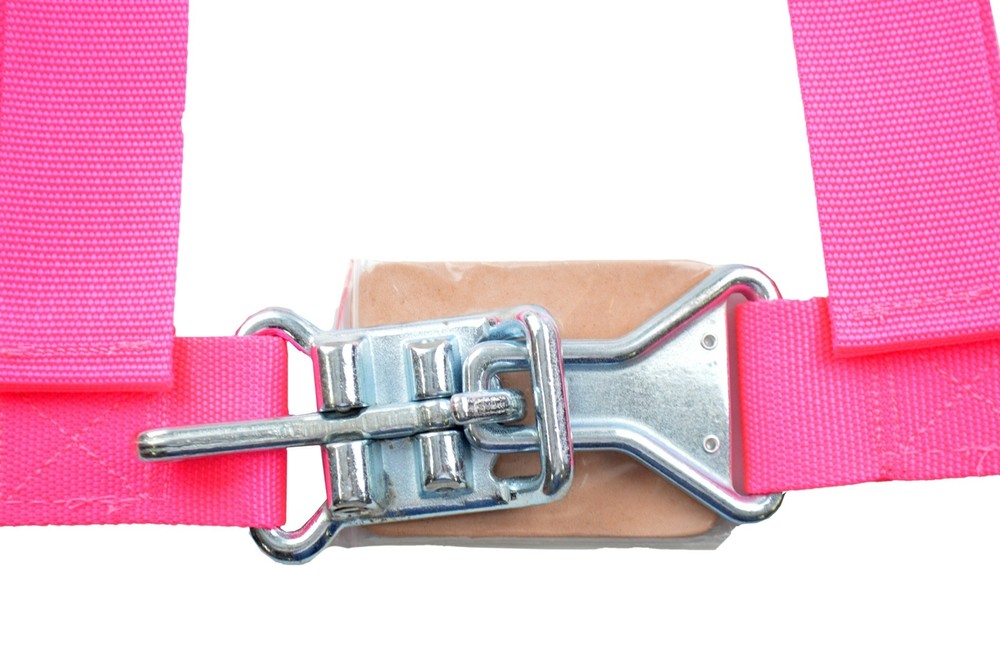 PINK 3 POINT RACE HARNESS 2" LATCH & LINK PULL UP LAP BELTS BOLT FLOOR MOUNT