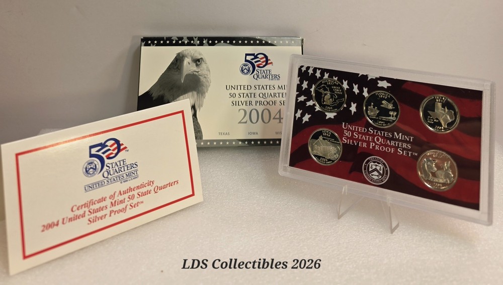 5 Silver Proof U.S. Mint 2004 State Quarter Coin Set