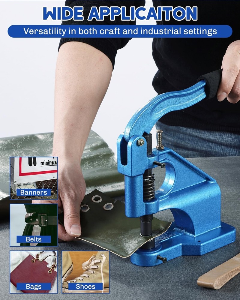 Heavy Duty Hand Press Grommet Machine | 3 Dies Tool Kit...
