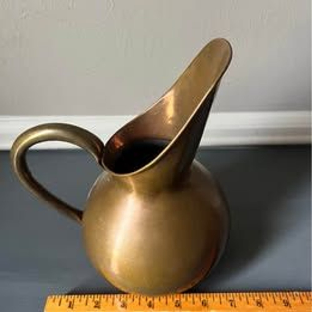 Vintage Copper and Brass Pitcher 10”