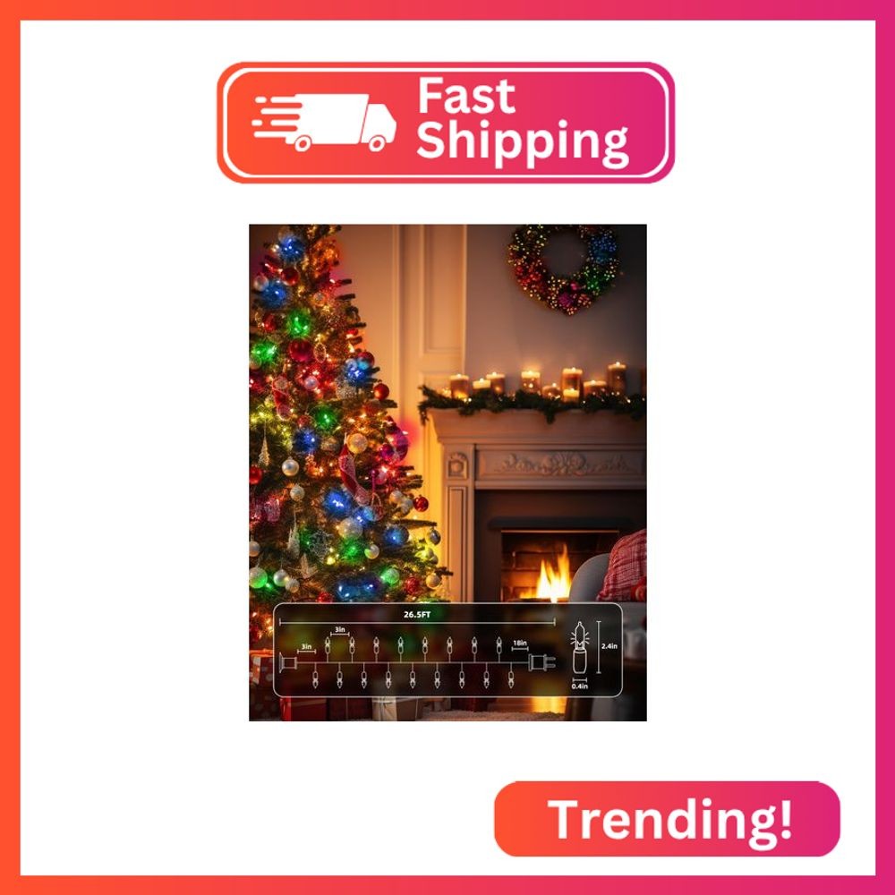 Brightown Multicolor Christmas Mini String Lights, 100-Count 26.5ft Incandescent