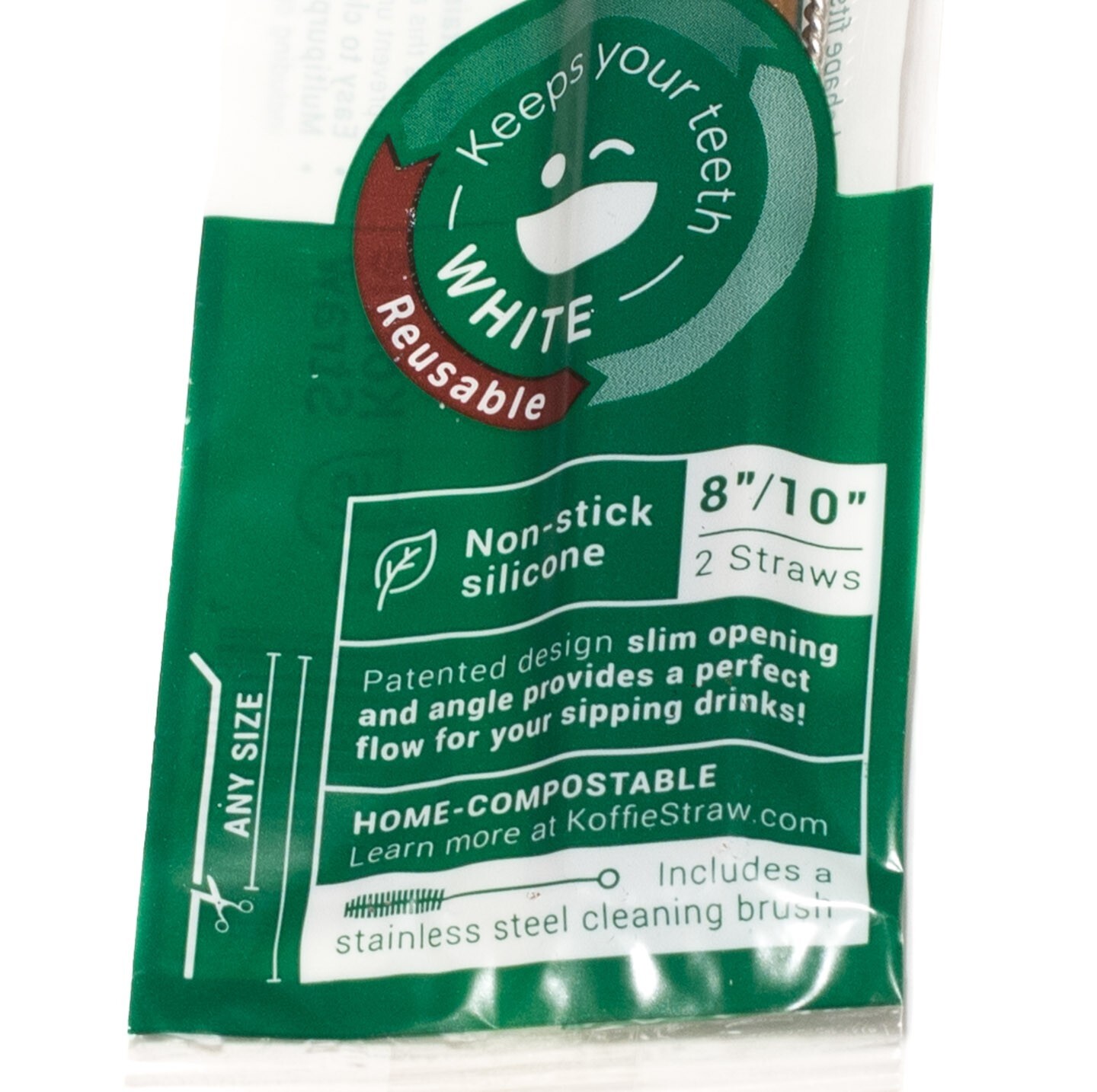 Koffie Straw 8" 10" Reusable Silicone MOCHA (2 Sets) Limit Teeth Coffee Stains