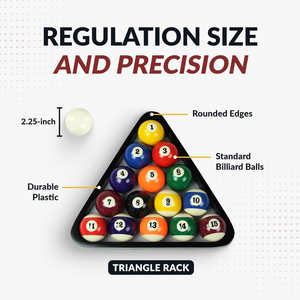 Pool Table Accessories Kit 2 Pool Cues, 16 Billiard Balls, Rack & Brush