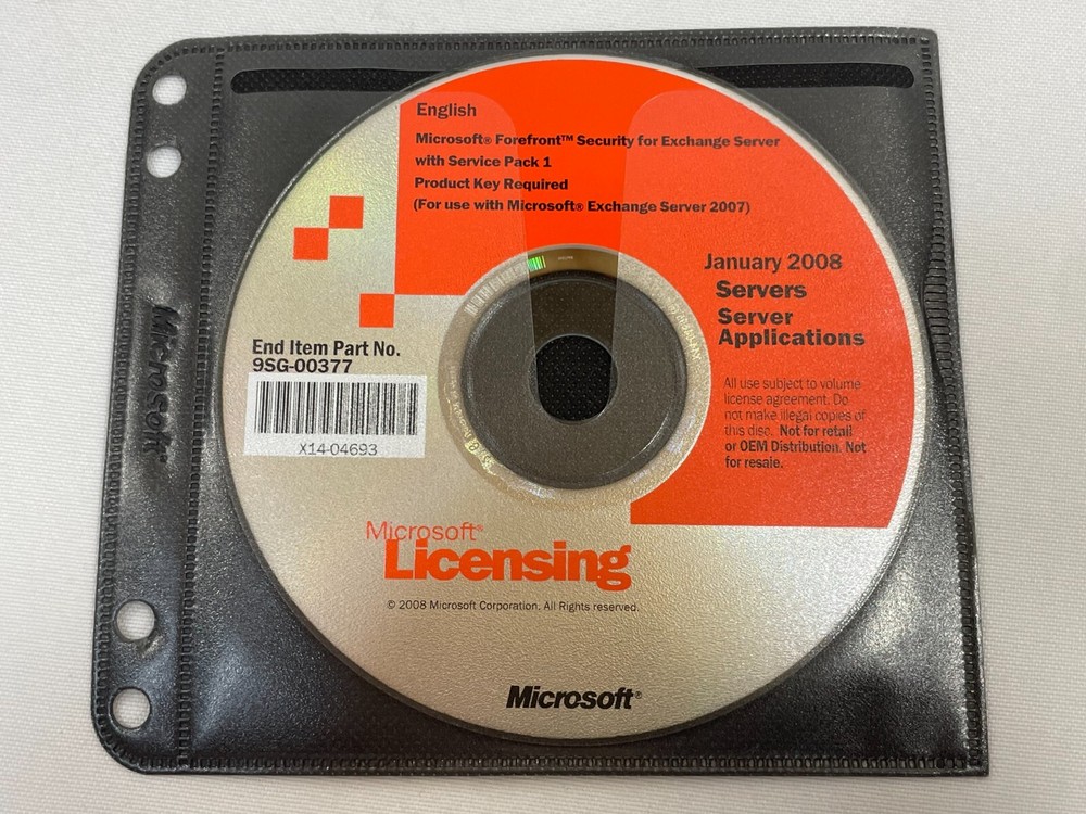 Microsoft Forefront Security for Exchange Server with Service Pack 1 DVD w/ KEY!