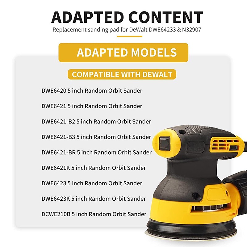 5" Replacement Sander Pads for DeWalt Sander, 5 Inch 8 Hole Hook and Loop