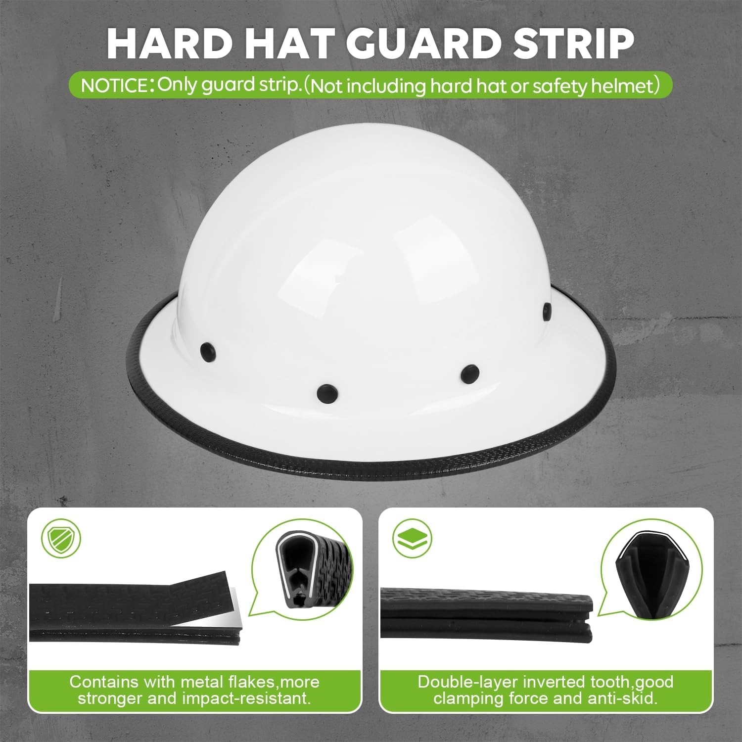 GREEN DEVIL Full Brim Guard, Hard Hat Guard Strip,Hard 36.6", Black