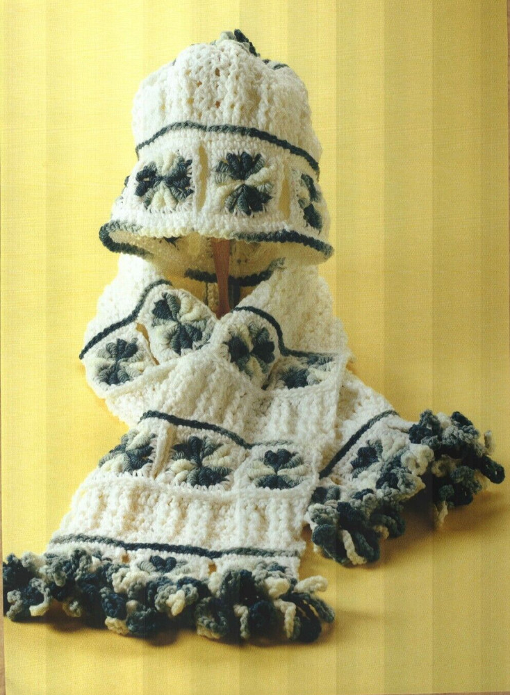 DENIM BLUES HAT & SCARF WOMEN'S CROCHET PATTERN INSTRUCTIONS