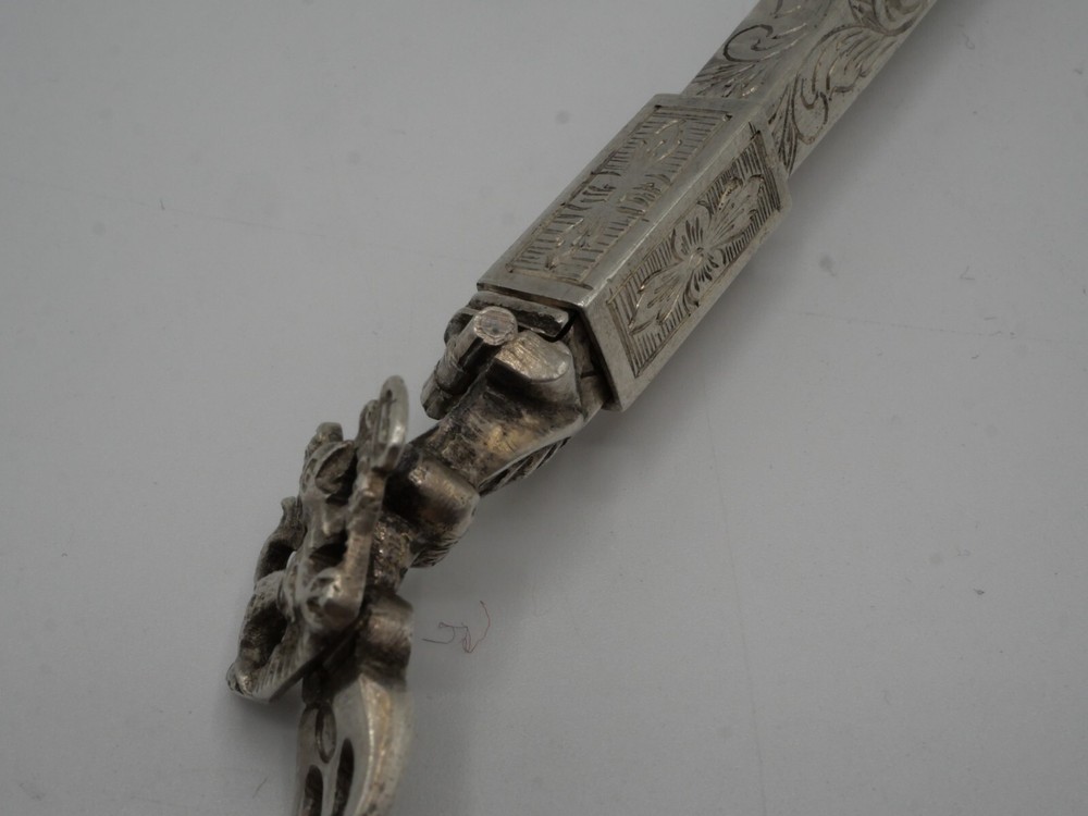 RARE SOLID SILVER FOLDING FORK NETHERLANDS DUTCH SILVER EPOCH 19 EME