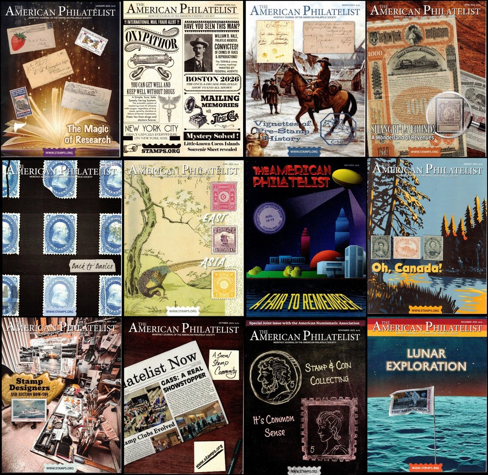 AMERICAN PHILATELIST 12 ISSUES 2023 ~ 1168 pages ~ Stamps, Covers, US, Worldwide