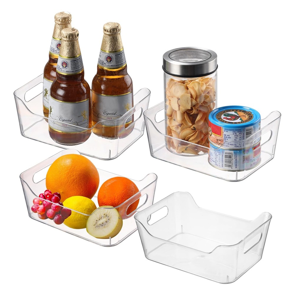 Plastic Storage Bins Clear Organizer Storage Containers Practical U-Shaped St...