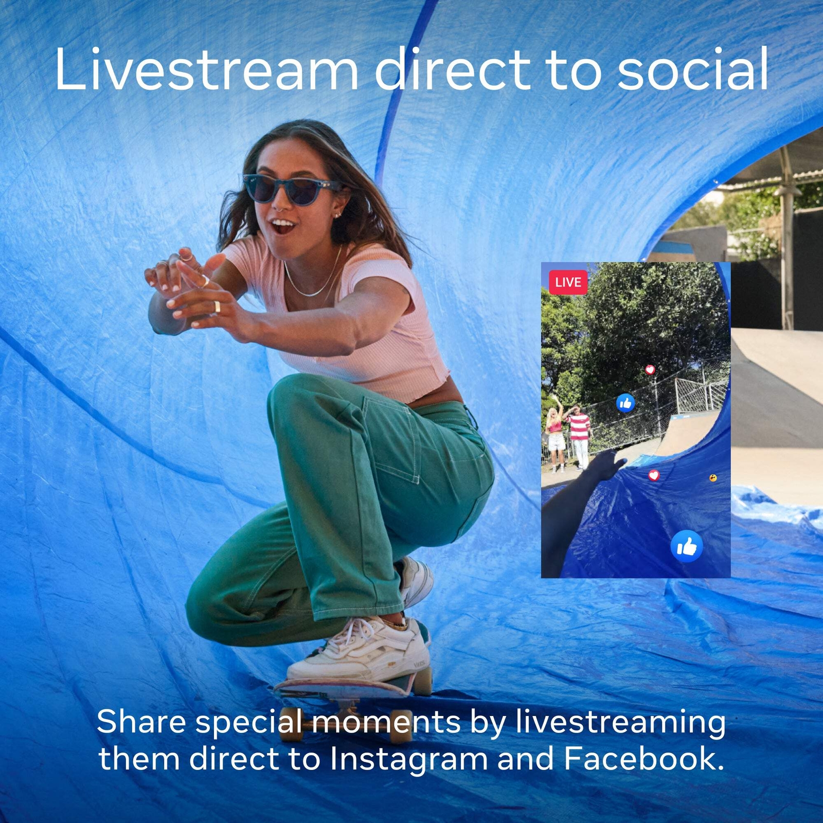 Ray-Ban Meta Skyler (Refurbished), Shiny Black / Cerulean Blue Transitions®, Sta