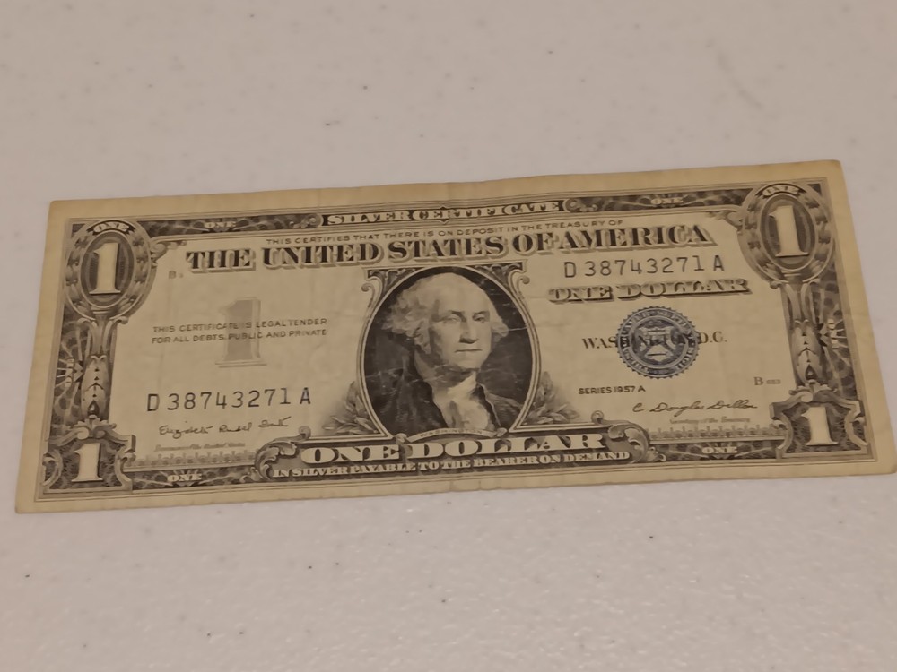 Error- 1957a $1 Blue Seal Silver Certificate- Insufficient Ink Error