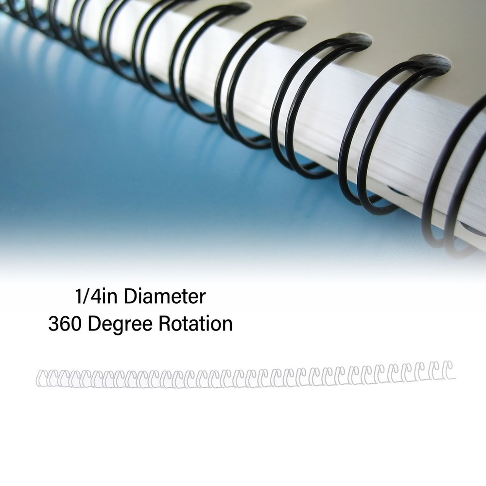 White 100X Double Loop Wire Binding Spine 6.4mm Diameter 34 Teeth 3:1 ScalE