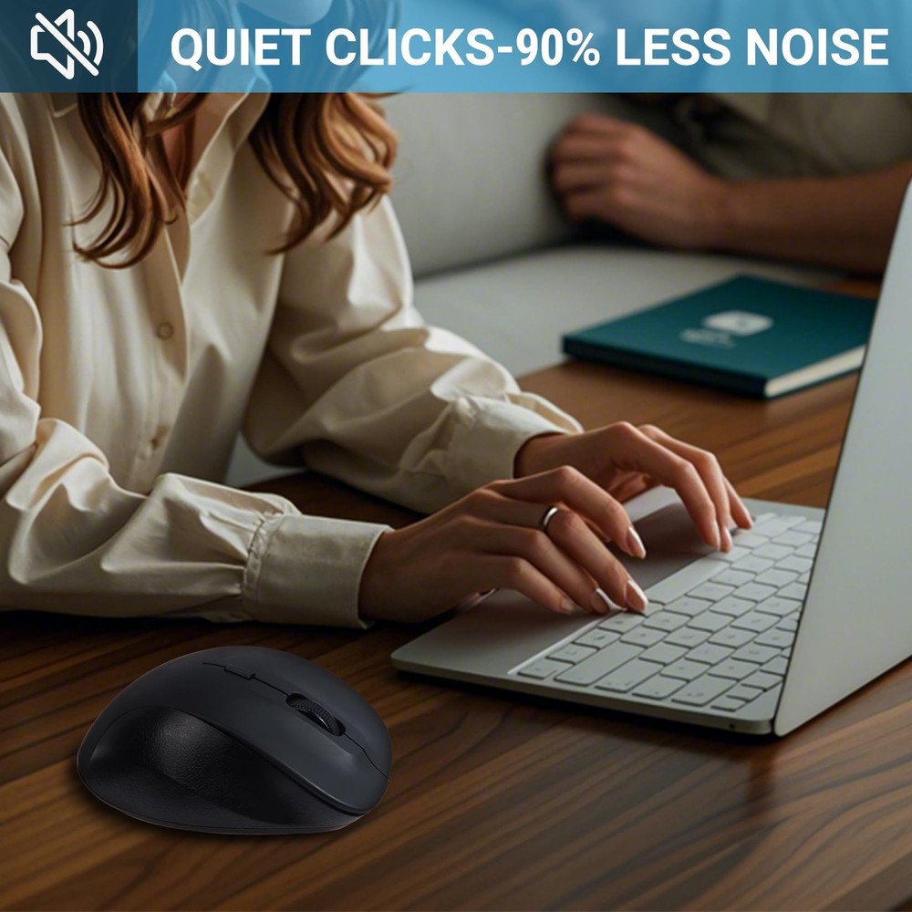 Black Wireless Mouse 2.4G Ergonomic Optical 5 Button DPI Adjustable USB PC