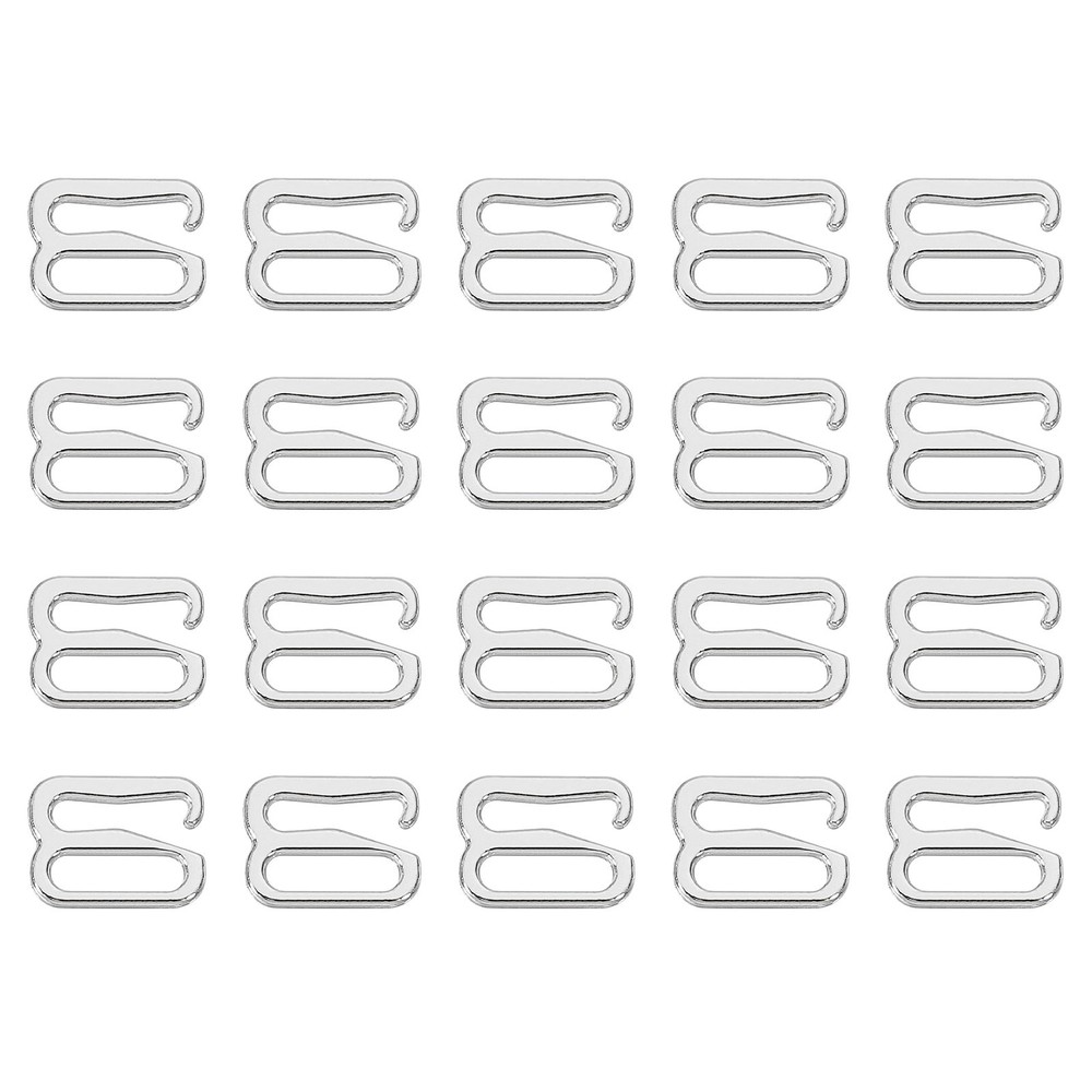 40 Pcs 8mm 9 Shape Bra Strap Hooks, Adjustment Slide Bra Strap Clips, Silver