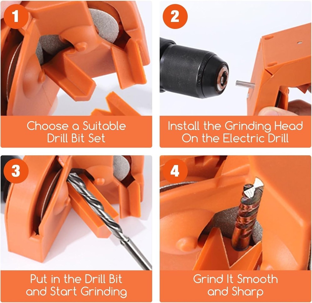 Portable Electric Drill Bit Sharpener with Diamond Grinding Wheels
