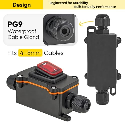 Waterproof Inline Rocker Switch Box DC 12V–24V 20A Lighted ON/Off Power Toggle