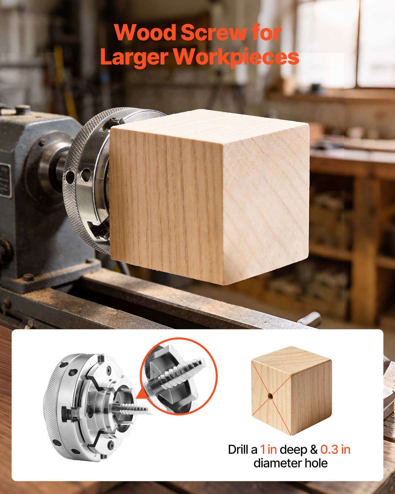 VEVOR 4 Inch Wood Lathe Chuck 4-Jaw Self-Centering Turning Chuck for Woodworking