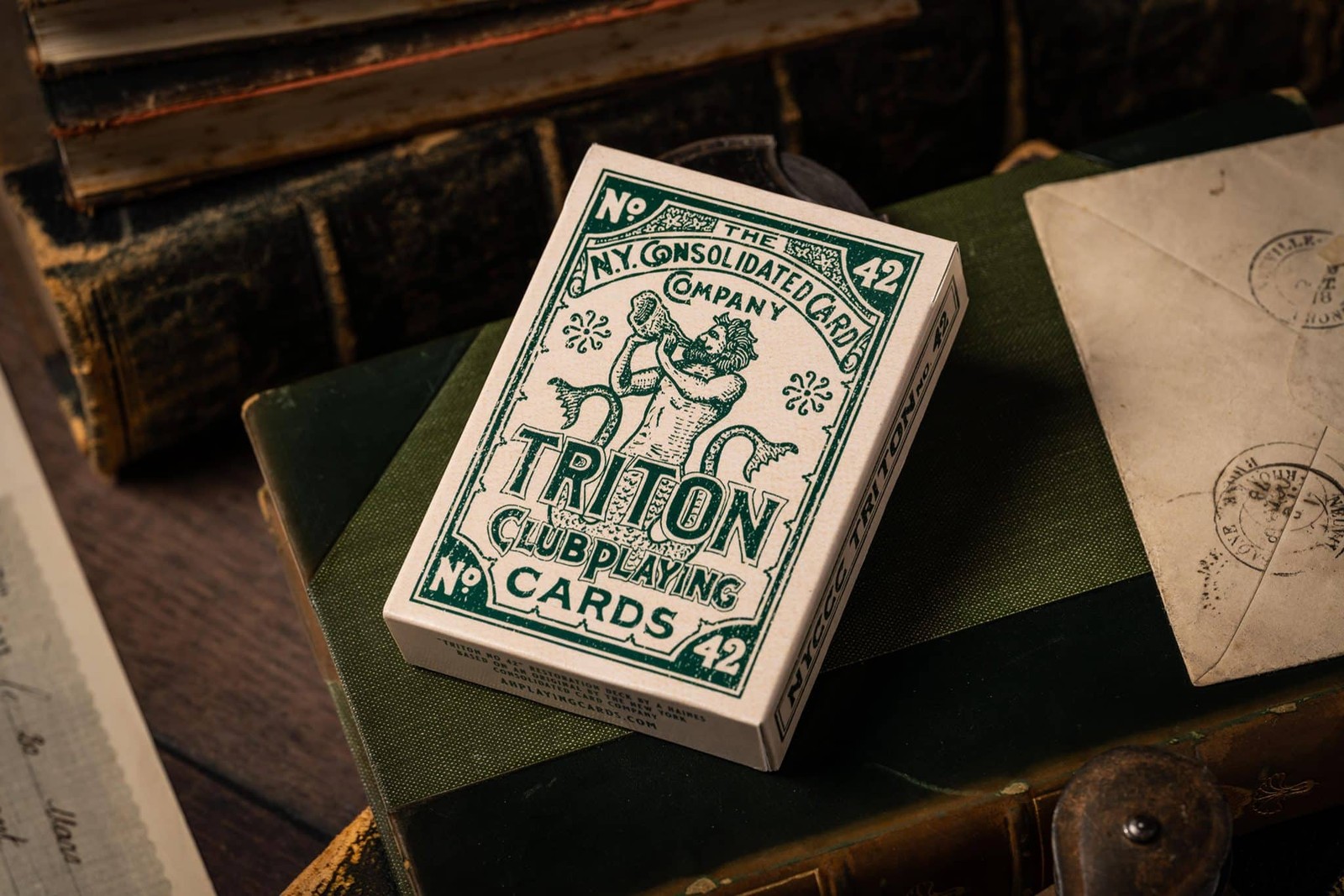 Triton 42 Club Playing Cards –Antique Restoration (sea green) by A Haines