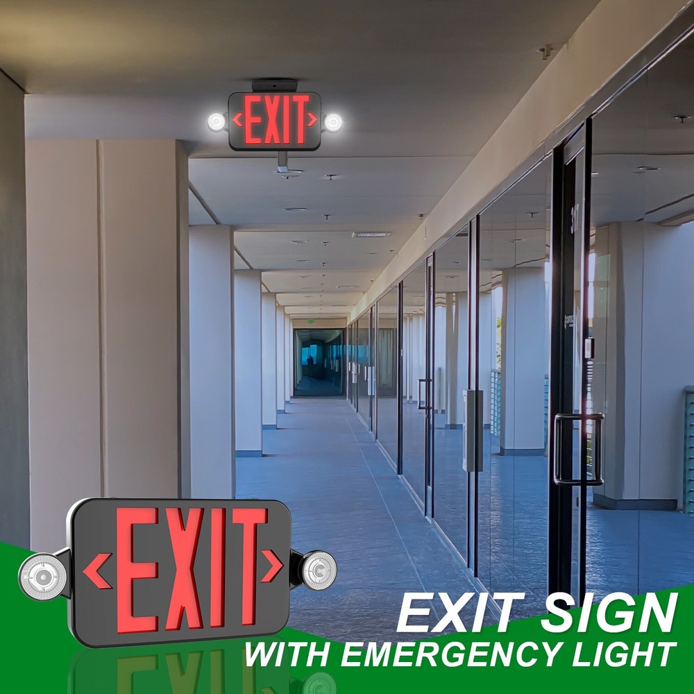 6Pack Red LED Exit Sign, UL-Listed Emergency Light - Dual LED Lamp ABS Fire