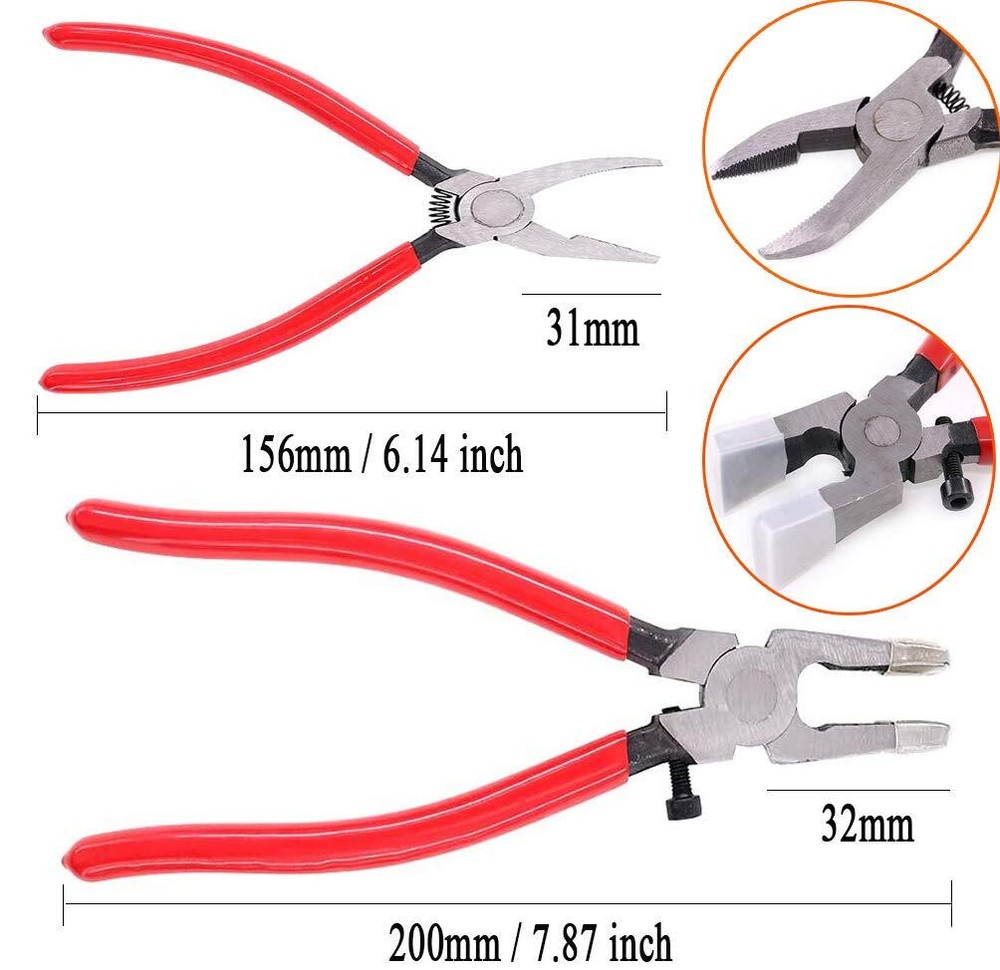 2Pcs Glass Grozer Running Pliers Glass Cutting Tool Kit
