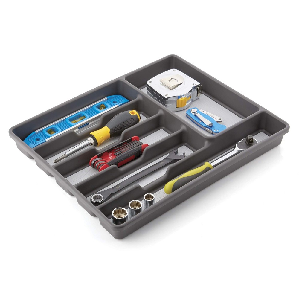 Copco Basics 6 Compartment Organizer, 6 Compartment, Charcoal Gray/Light Gray