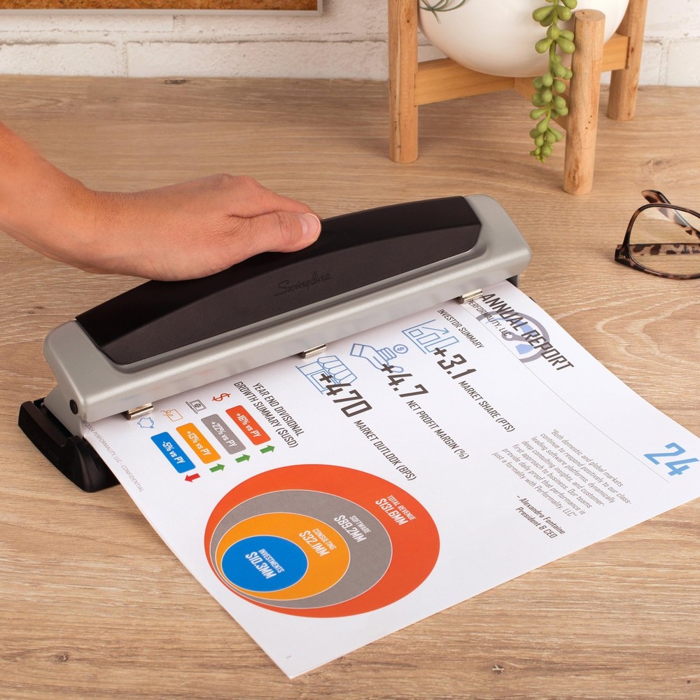 3 Hole Punch, 10 Sheet Capacity Three Hole Puncher 3 Ring, Adjustable 2-3 Hol...