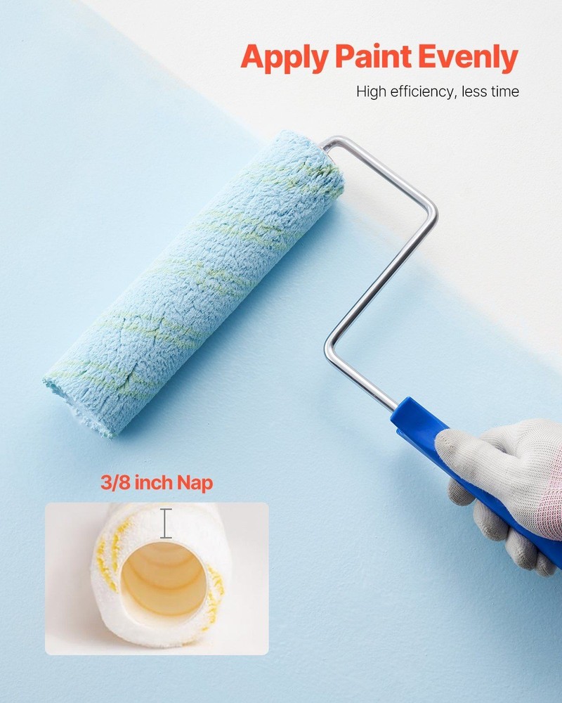 19 Piece Paint Roller Kit with 4" 9" Rollers and Large Tray