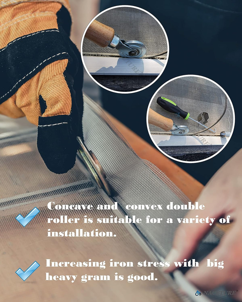 Screen Door Tool Kit - 20 Pieces Screen Installer Clips with Screen Rolling Tool