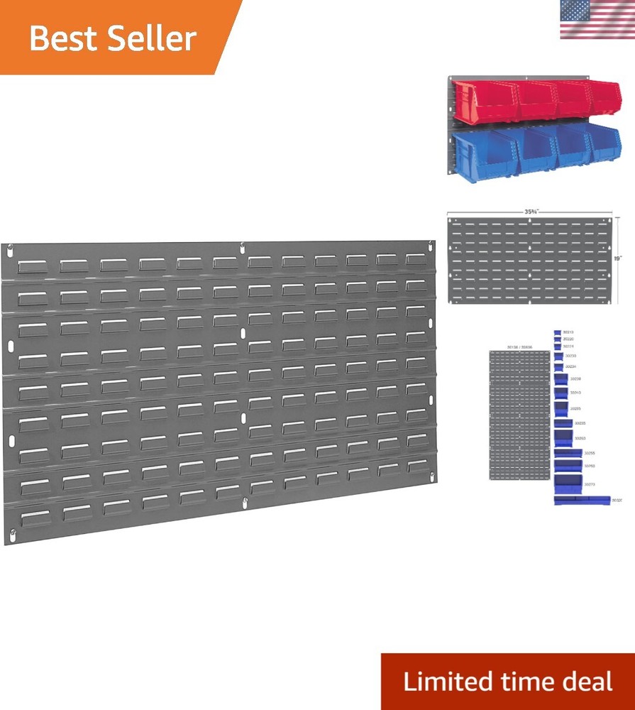 Customized Garage Tool Storage Solution with Heavy-Duty 36" Louvered Panel Grey