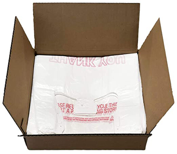 THANK YOU T-Shirt Bags 11.5" x 6.5" x 21" White Plastic Shopping bag 50 - 1000