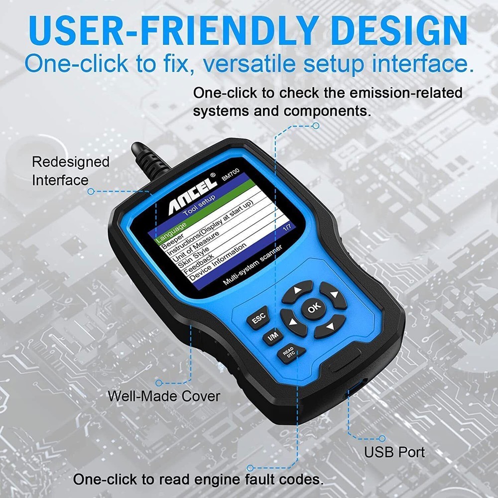 ANCEL BM700 Battery Registration Tool Fits for BMW Diagnostic Injector Coding