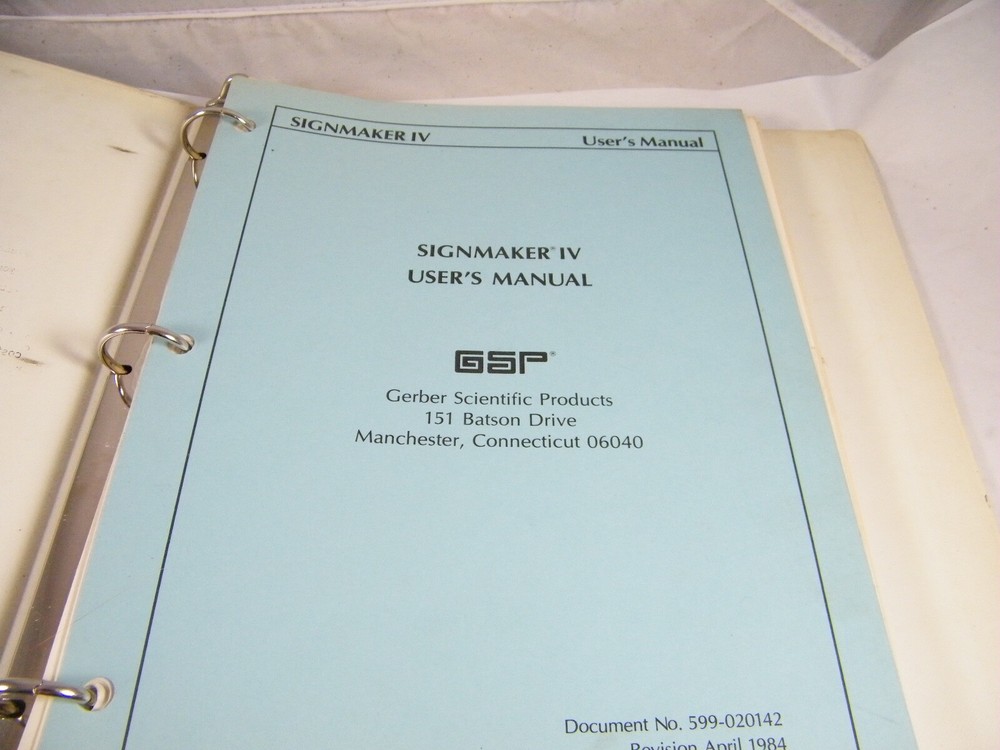 GSP GERBER SCIENTIFIC SIGNMAKER IV / 4 USER'S MANUAL