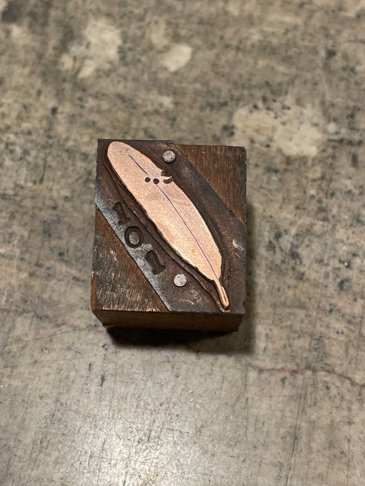Printing Letterpress Printers Block Small Copper Feather (1374)