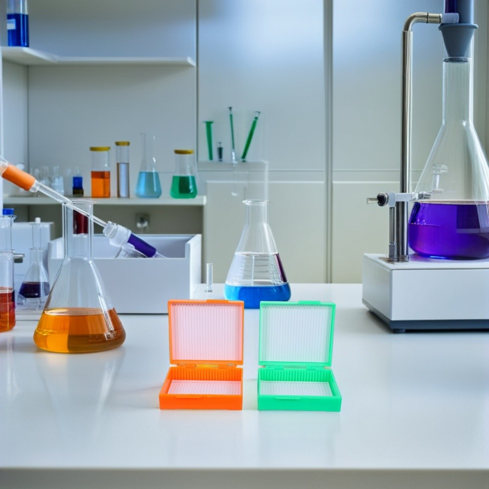 4pcs Laboratory Slide Holder Plastic Boxes 25 Slots Microscope Slide Storage