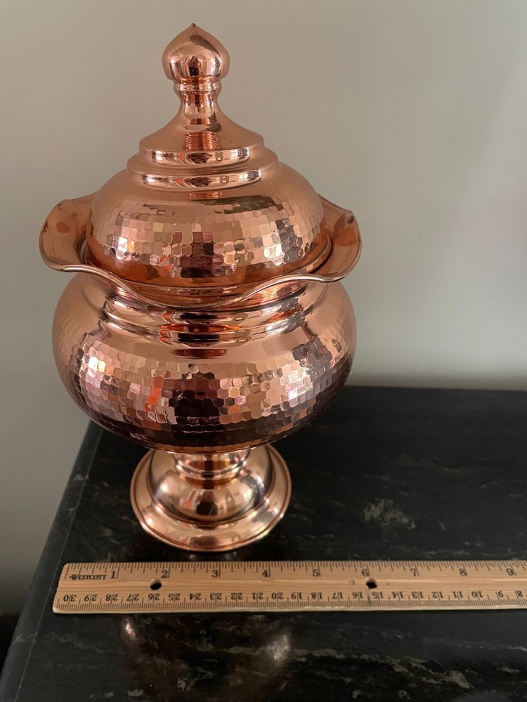 Footed Persian Hammered Copper candy Dish
