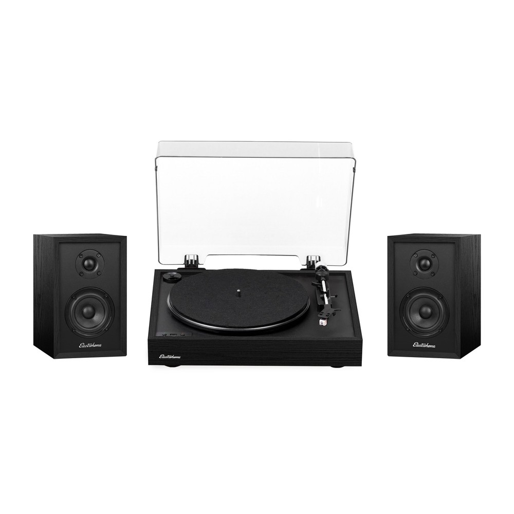 Electrohome Montrose Record Player & Berkeley- Powered Bluetooth Speakers, Black