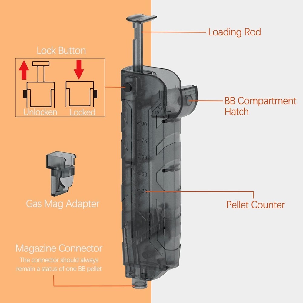 Compact 6mm BBS Airsoft Speed Loader with Adapter - Quick & Easy Loading