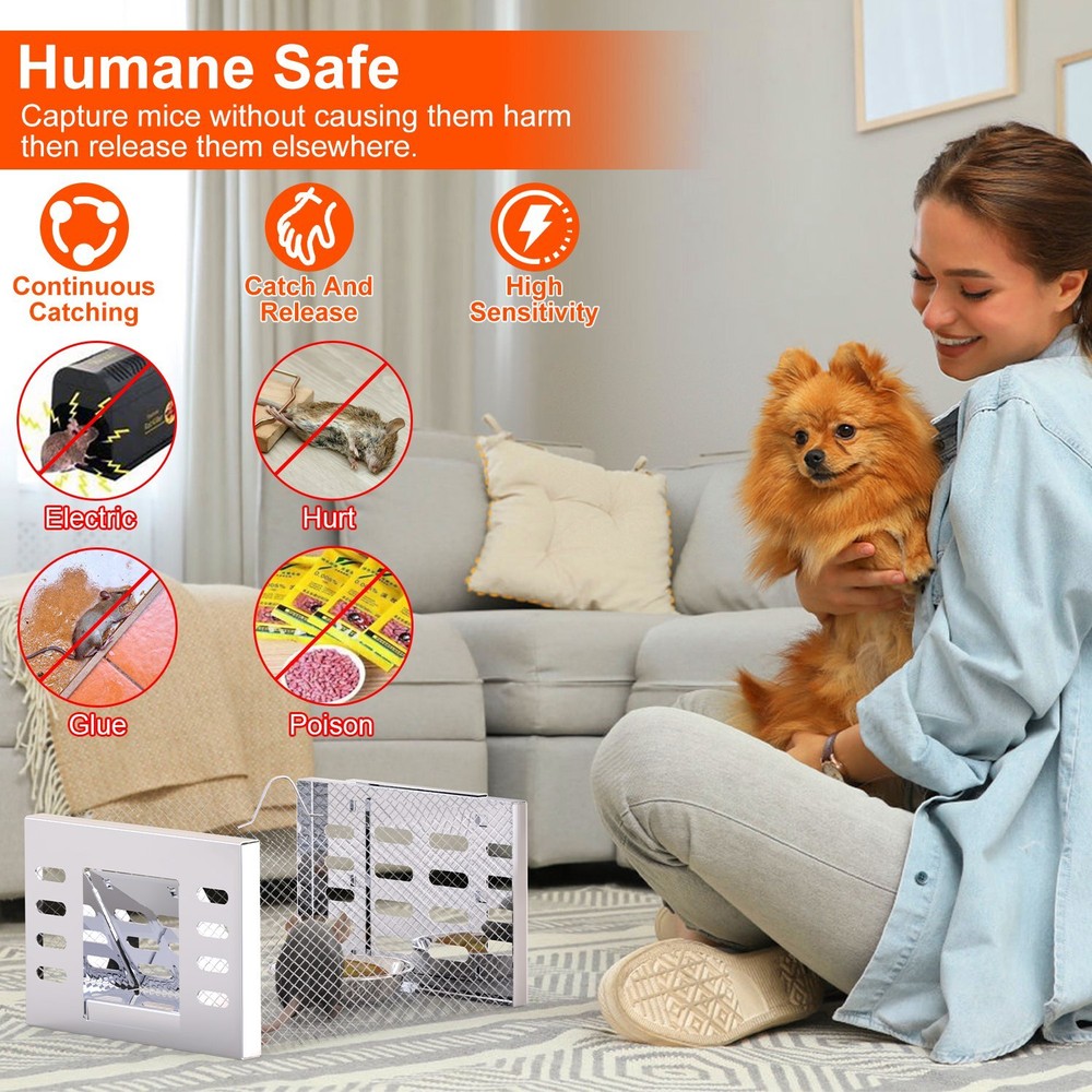 2PACK Humane Rat Trap Catch & Release Live Mouse Cage Yard Animals Mouse Traps