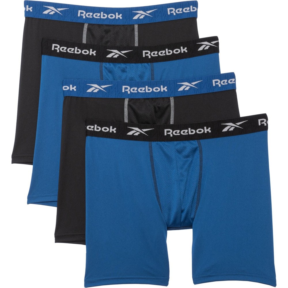 4 Pack REEBOK Men's 6" STRETCH Boxer Briefs PERFORMANCE MEDIUM LARGE XLARGE $34
