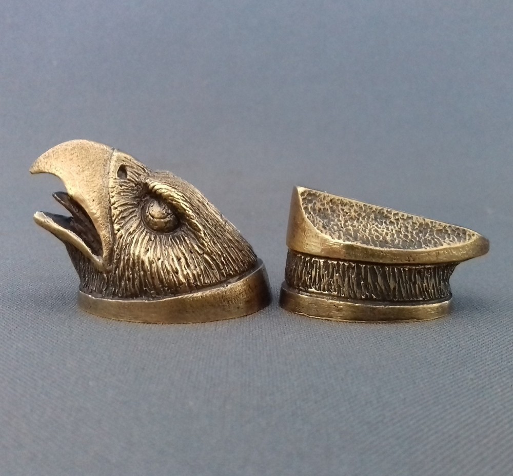 SET EAGLE SOLID BRONZE FINGER GUARD BOLSTER & POMMEL CUSTOM KNIFE MAKING