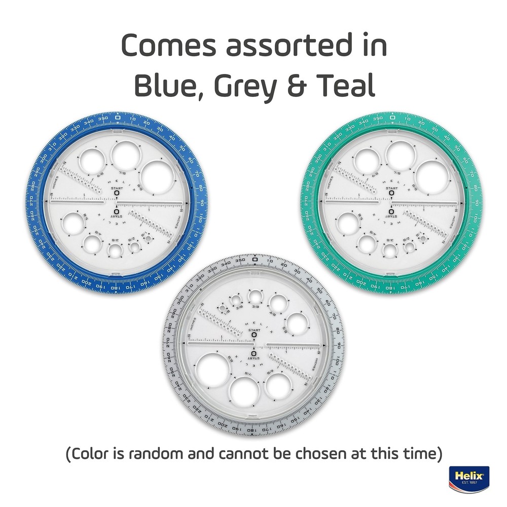 Helix Angle Circle Maker with Templates, 360°, 6 Inch, Assorted Colors
